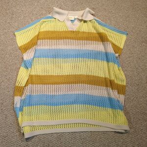 Maeve Anthropologie Swim Cover Up Dress One Size Striped Open Knit Crochet Beach